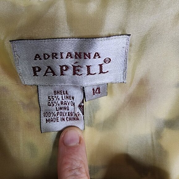 Adrianna Papell Linen Blend Belted Fit and flare Floral Vintage Dress Size 14 - Picture 10 of 12